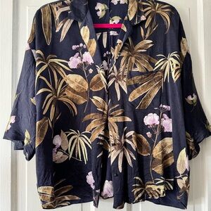 Vince Tropical Print Silk Shirt